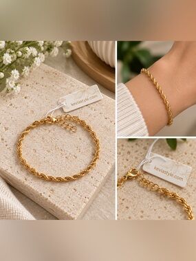 NWT Kevia Gold Rope Chain Bracelet Adjustable